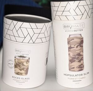 Brumate Forest Camo 12oz Hopsulator Slim & Brumate Forest Camo 12oz Rocks Glass